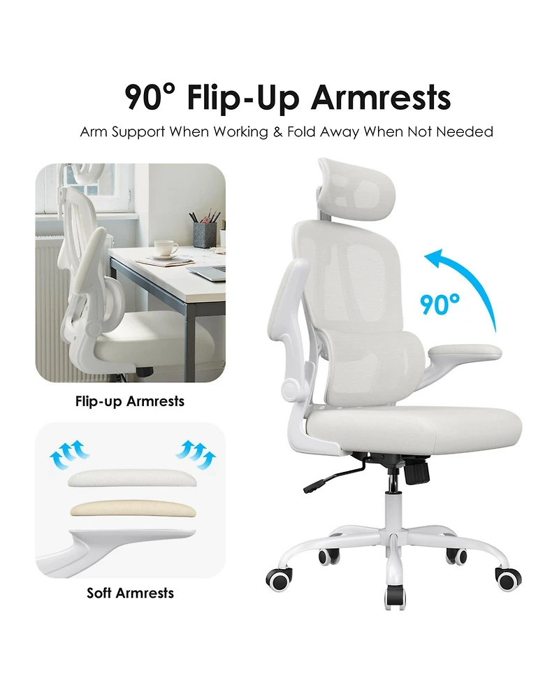 flynama Mesh High Back Office Chair with Headrest,Ergonomic Swivel Chair