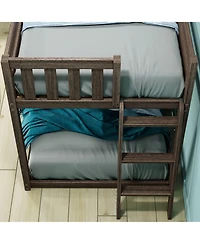 Max & Lily Twin Over Low Bunk Bed With Ladder on End, Pecan