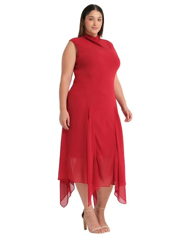 Estelle Plus Holly Halter Assymetric Sheath Midi Dress