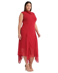Estelle Plus Holly Halter Assymetric Sheath Midi Dress