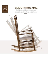 Outsunny Traditional Wooden High-Back Rocking Chair for Porch, Indoor/Outdoor, Brown