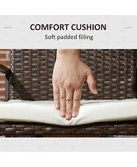 Outsunny 2 Dining Chairs w/ Cushions, Patio Wicker Armchair Set, White