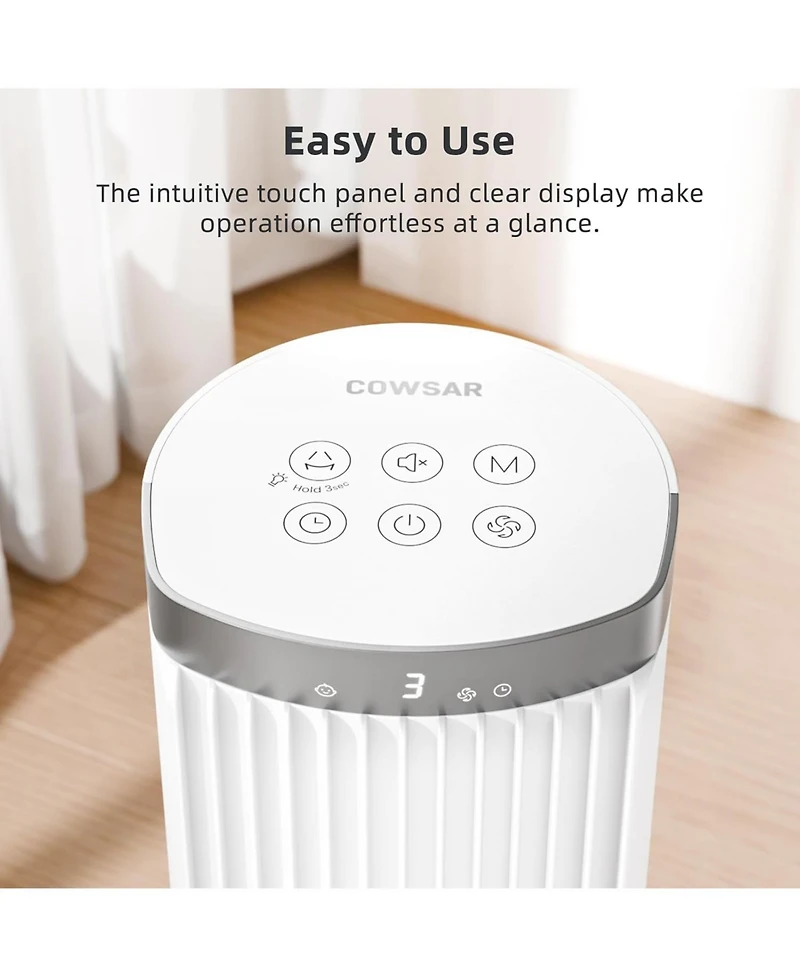 Cowsar 41" Tower Fan, 6 Speeds, 4 Modes, Timer, Oscillating