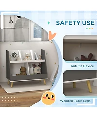 Qaba 2 Tier Kids Bookcase Toy Shelf with 5 Compartments,