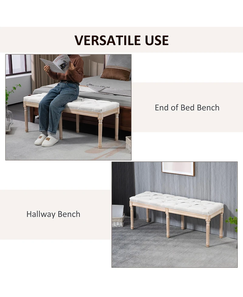 Homcom 46" End of Bed Bench, Upholste Bedroom Bench,