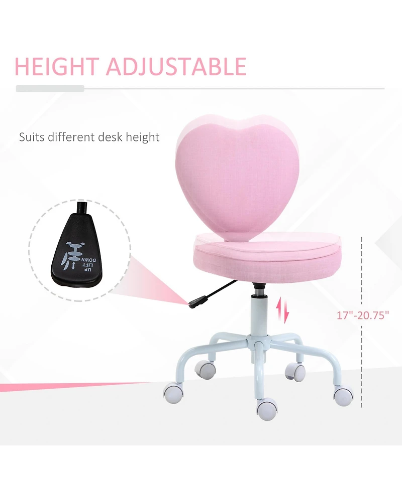 Homcom Heart Love Shaped Design Office Chair with Adjustable Height,