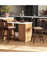 Slickblue Set of 2 Counter Height Barstools with Back Support and Padded Seat for Dining Kitchen