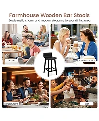 Slickblue Counter Height Swivel Bar Stools Set of 2, Wooden Frame with Low Back and Rubber Wood Legs