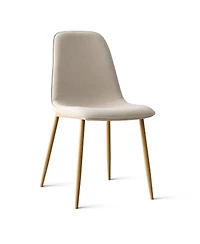 Maison Boucle Linen Upholstered Kitchen and Dining Chairs Set of 4, Wood-Look Legs