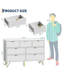 gaomon 7-Drawer Dresser for Bedroom, 47.2" Wide Modern Wooden Chest with Metal Legs and Handles