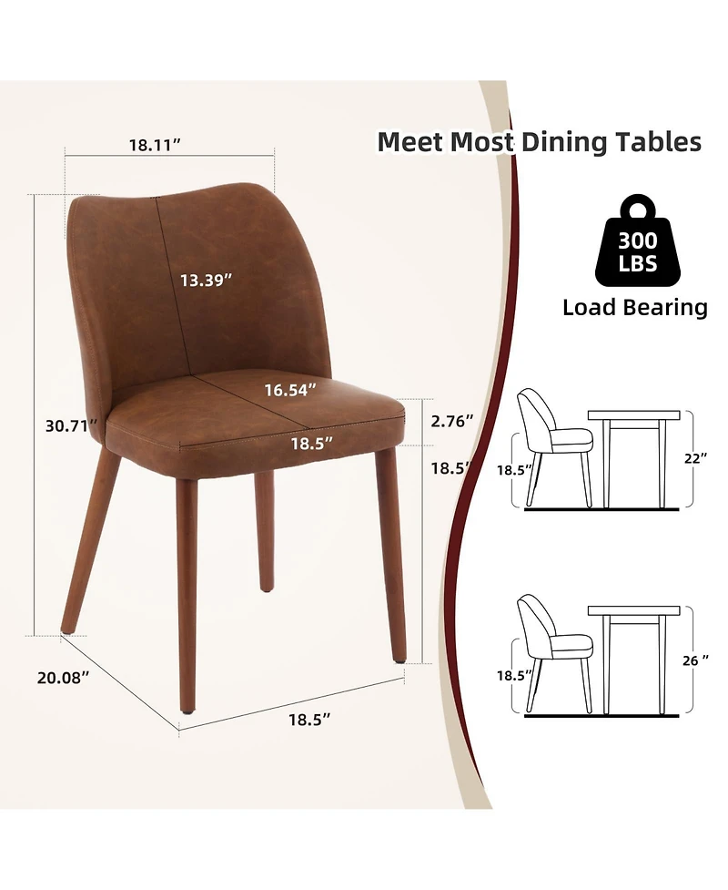 gaomon Dining Chair Set of 4, Linen Upholstered Dining Chair with Solid Wood Legs, Wing Backrest