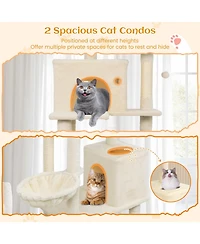Cozito Cat Tree 80 inch Tall with 2 Large Condos and Dangling Toys