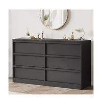 gaomon 6 Drawer Modern Handleless Dresser, 47 inches Wide Wooden Storage Organizer for Bedroom Living Room Nursery