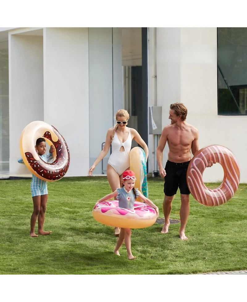 Gnuadz 4 Pack 32" Inflatable Pool Tube Ring Floats Donut Swim Beach Party Toys