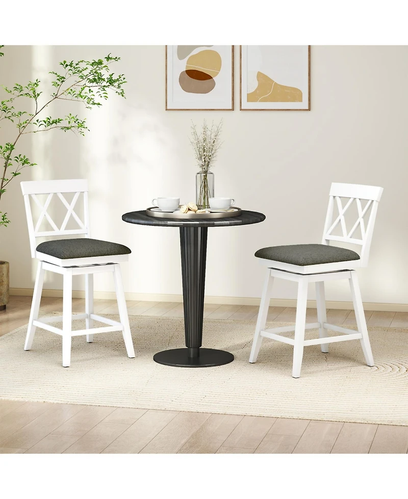 Slickblue Set of 2 Swivel Counter Height Bar Stools with Upholstered Cushion and Support