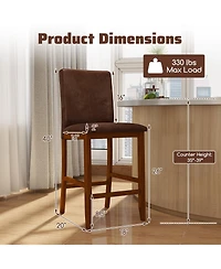 Slickblue Set of 2 Counter Height Bar Stools with Upholstered Seat