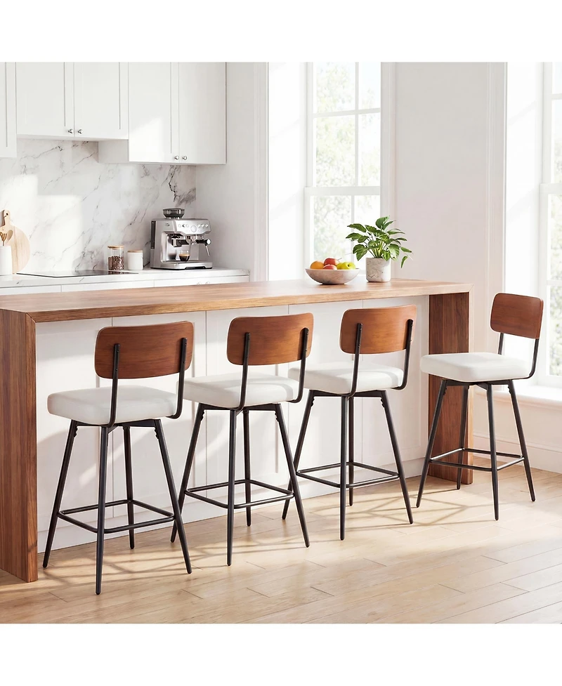 Slickblue Set of 2 Counter Height Bar Stools with Cushioned Seat & Metal Legs