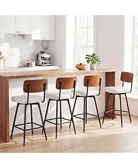 Slickblue Set of 2 Counter Height Bar Stools with Cushioned Seat & Metal Legs