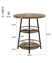 Tribesigns 31.5" Round Bar Table with Storage Shelf, 2-Tier Pub Table for Kitchen, Dining Area, Living Room