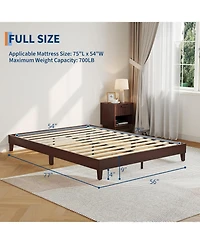 gaomon Full Size Bed Frame,9 Inch Sturdy Wood Platform Bed Without Headboard,Wooden Bed Frame with Strong Wood Slats Support,No Box Spring Neededd