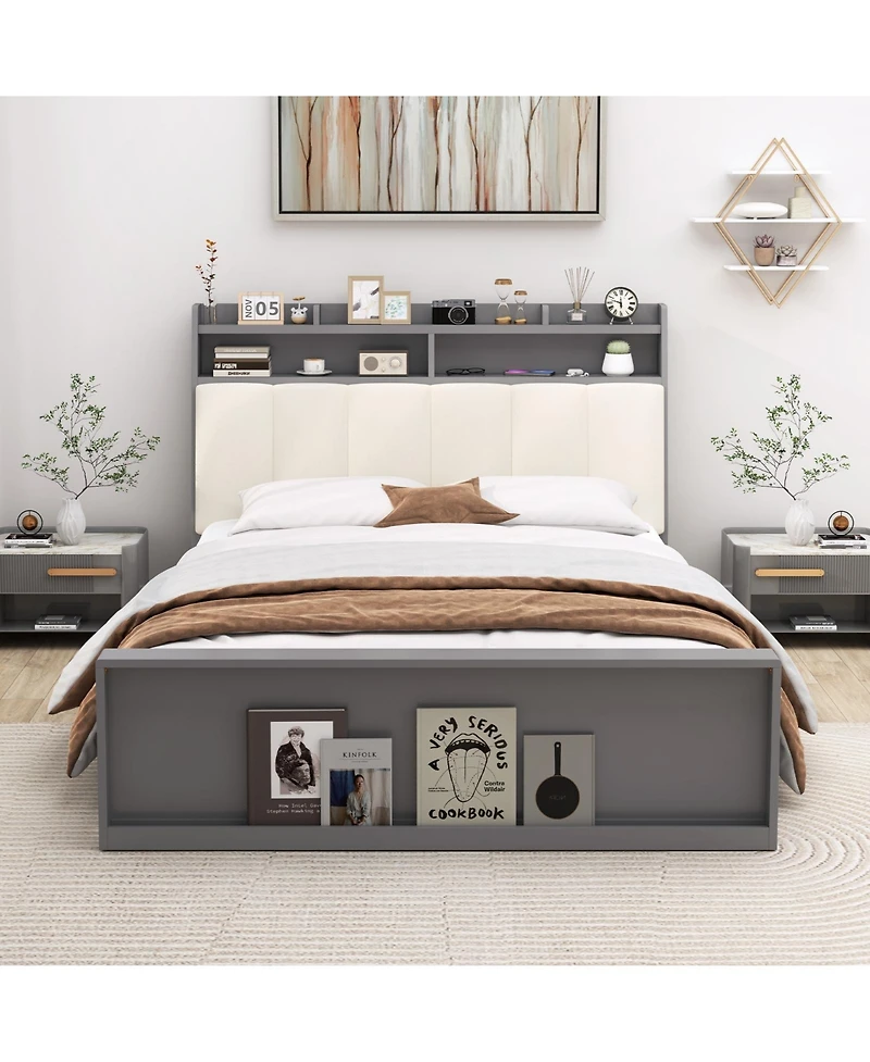 Slickblue Modern Full Size Bed Frame with Storage Platform Design