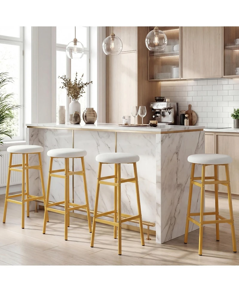 Slickblue Modern Bar Stools Set of 2 with Metal Frame and Footrest, Counter Height Seating