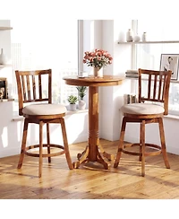 Slickblue Set of 2 Swivel Counter Chairs with Backrest and Cushioned Seat