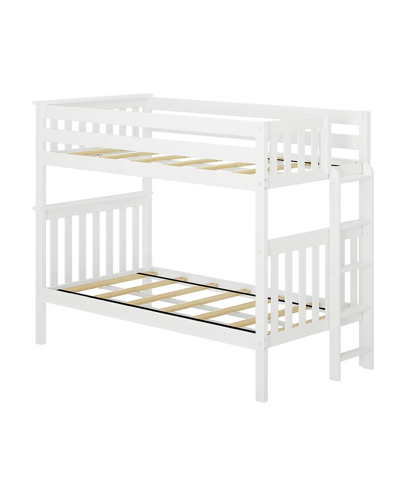 Max & Lily Solid Wood Twin over Bunk Bed with Ladder on End