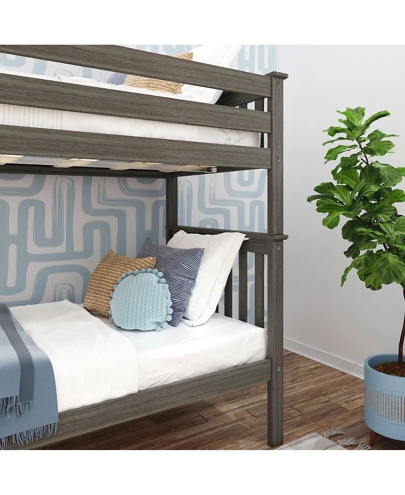 Max & Lily Solid Wood Twin over Bunk Bed with Ladder on End