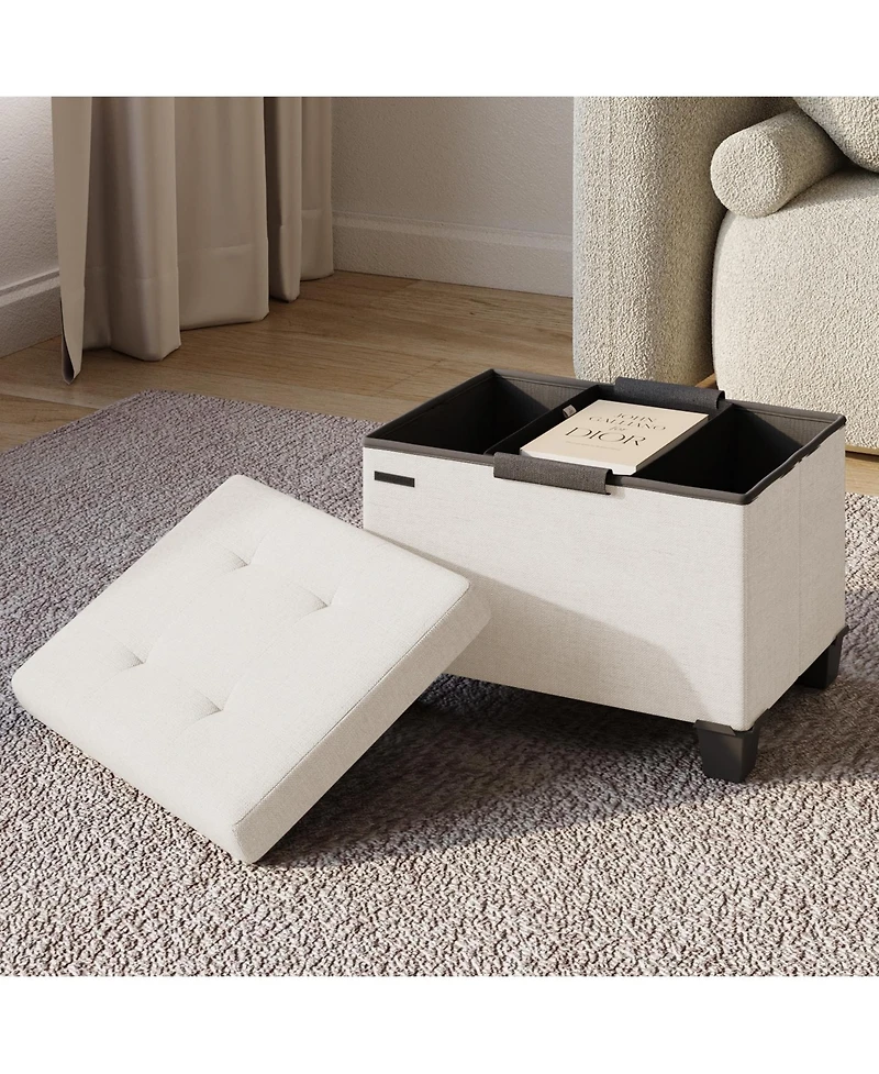 Nestl 16 Inches Ottoman Storage Bench with Storage Bins