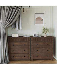 gaomon Fluted 3 Drawer Wooden Dresser, 31.5" Wide Modern Nightstand Storage Cabinet for Bedroom