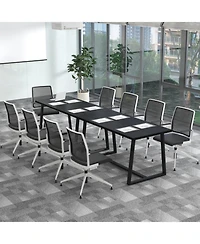 Gouun Large Dining Table with Metal Frame and Anti-Slip Foot Pads