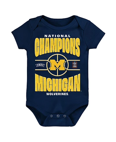 Outerstuff Baby Boys and Girls Navy Michigan Wolverines 2026 Ncaa Men's Basketball National Champions Bodysuit