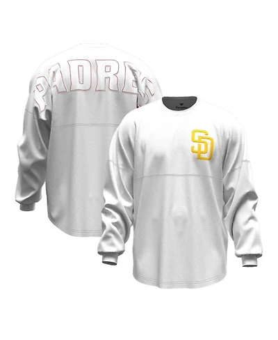 Fanatics Women's White San Diego Padres Baseball Stitch Spirit Jersey Long Sleeve T-Shirt