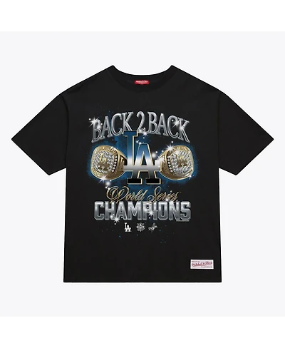 Mitchell & Ness Women's Black Los Angeles Dodgers Back 2 Rings Boxy Cropped T-Shirt