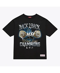 Mitchell & Ness Women's Black Los Angeles Dodgers Back 2 Rings Boxy Cropped T-Shirt