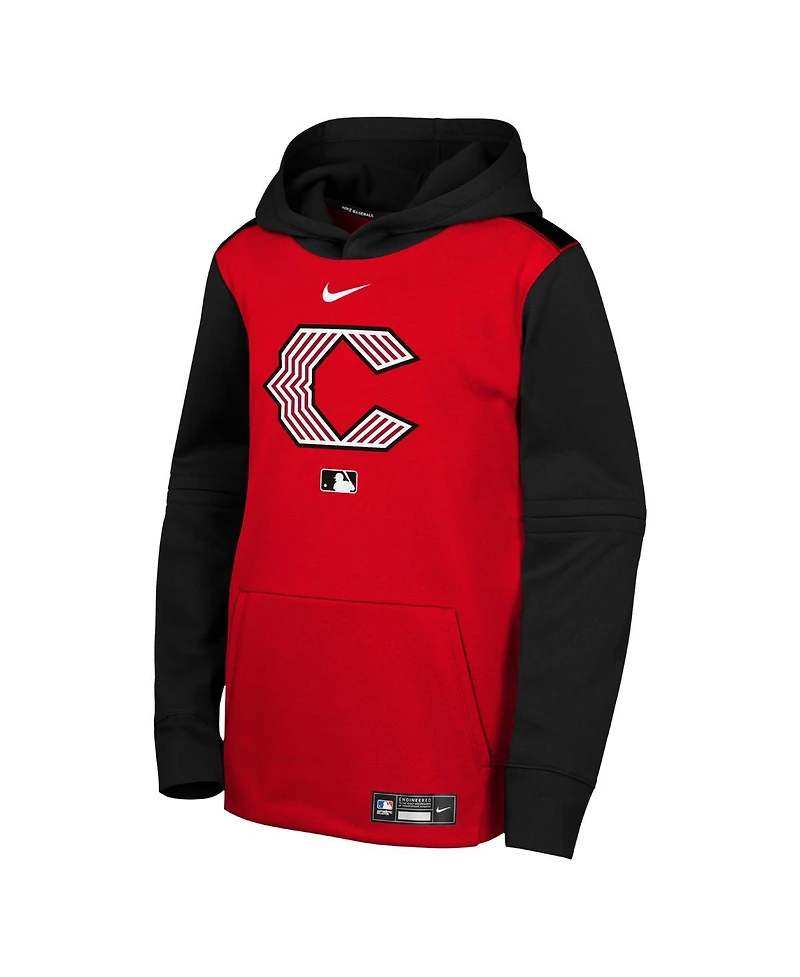 Nike Big Boys and Girls Red/Black Cincinnati Reds 2026 City Connect Authentic Collection Therma-fit Hoodie