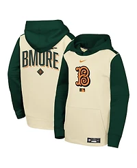 Nike Big Boys and Girls Cream/Green Baltimore Orioles 2026 City Connect Authentic Collection Therma-fit Hoodie