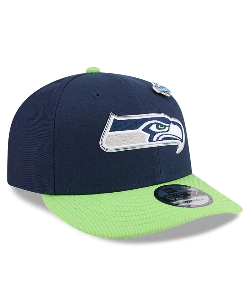 New Era Big Boys and Girls College Navy/Neon Green Seattle Seahawks 2026 Nfl Draft Pre-Curved 9FIFTY Snapback Hat