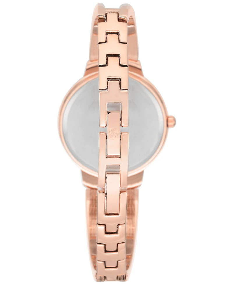 Anne Klein Women's Diamond Accent Rose Gold-Tone Stainless Steel Bracelet Watch 30mm