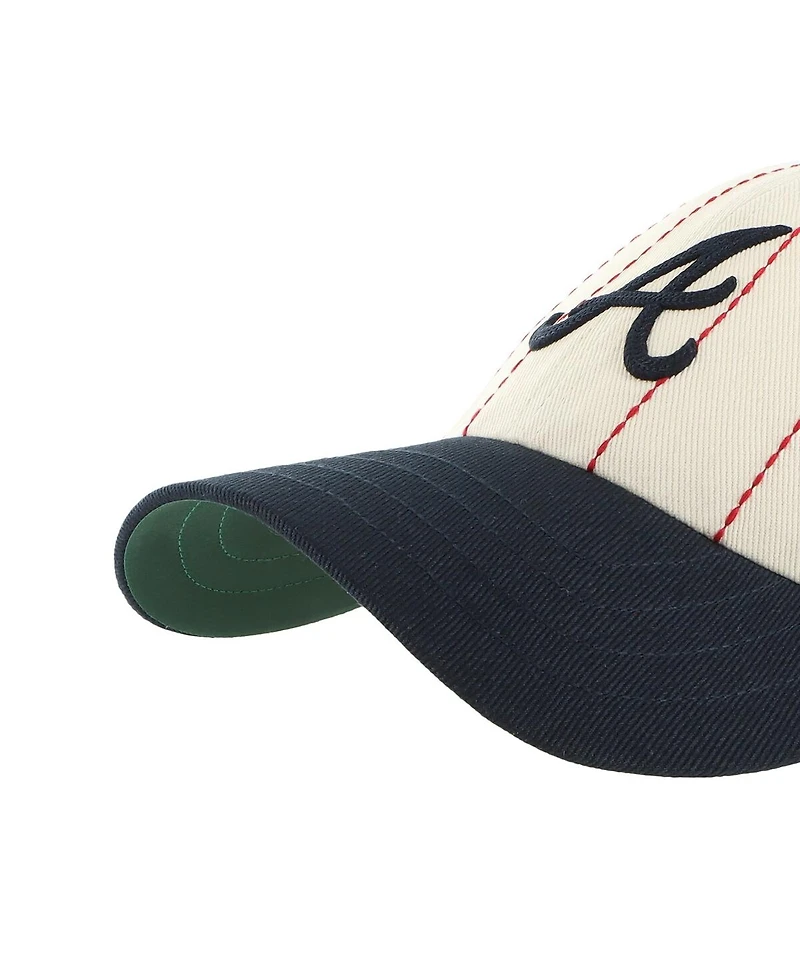 '47 Brand x Rawlings Men's Natural/Navy Atlanta Braves Pinstripe Clean Up Adjustable Hat