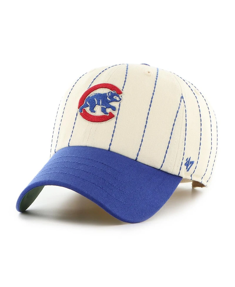 '47 Brand x Rawlings Men's Natural/Royal Chicago Cubs Pinstripe Clean Up Adjustable Hat