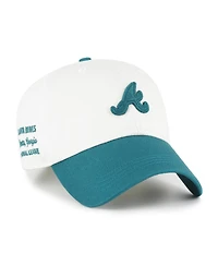 '47 Brand Men's White/Teal Atlanta Braves Contemporary Tonal Clean Up Adjustable Hat