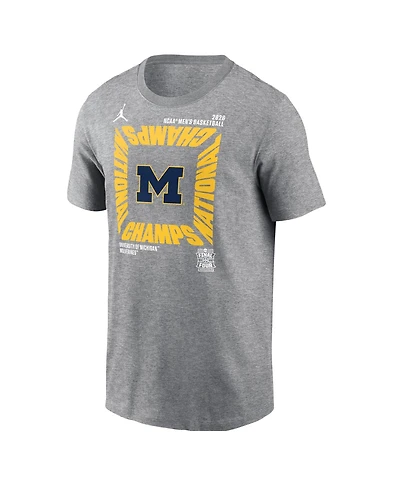 Jordan Men's Gray Michigan Wolverines 2026 Ncaa Men's Basketball National Champions Square Celebration T-Shirt