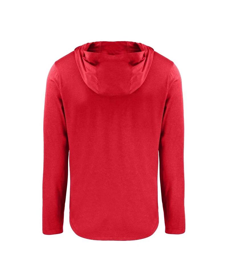 Cutter & Buck Men's Red St. John's Red Storm Coastline Epic Comfort Eco Long Sleeve Hoodie T-Shirt