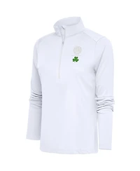 Antigua Women's White Boston Celtics Shamrock Tribute Half-Zip Pullover Top