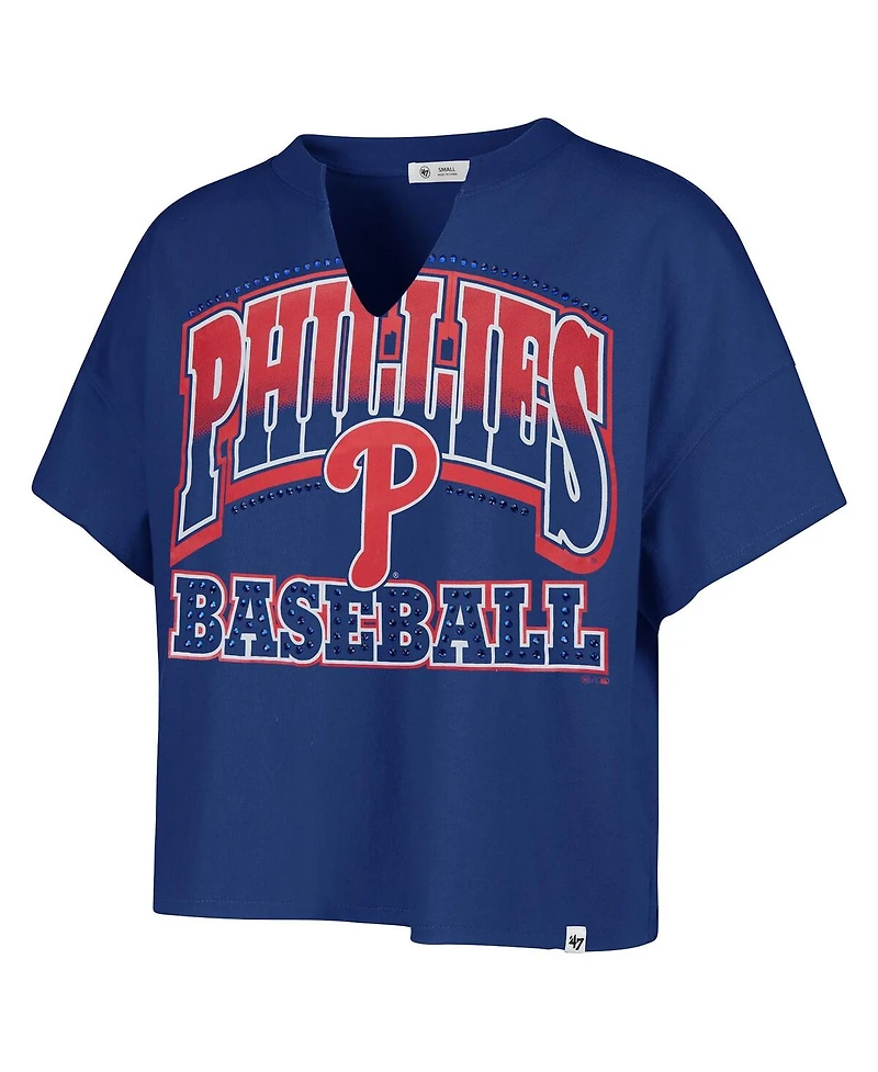 '47 Brand Women's Royal Philadelphia Phillies Plus Win Big Oversized Notch-Neck T-Shirt
