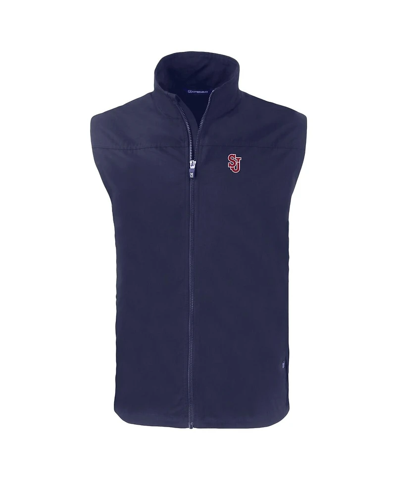 Cutter & Buck Men's Navy St. John's Red Storm Charter Eco Full-Zip Vest