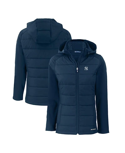 Cutter & Buck Women's Navy New York Yankees Evoke Hybrid Eco Softshell Full-Zip Hoodie Jacket