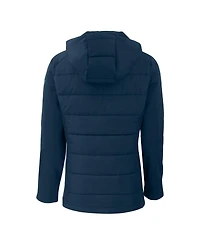 Cutter & Buck Women's Navy Boston Red Sox Evoke Hybrid Eco Softshell Full-Zip Hoodie Jacket